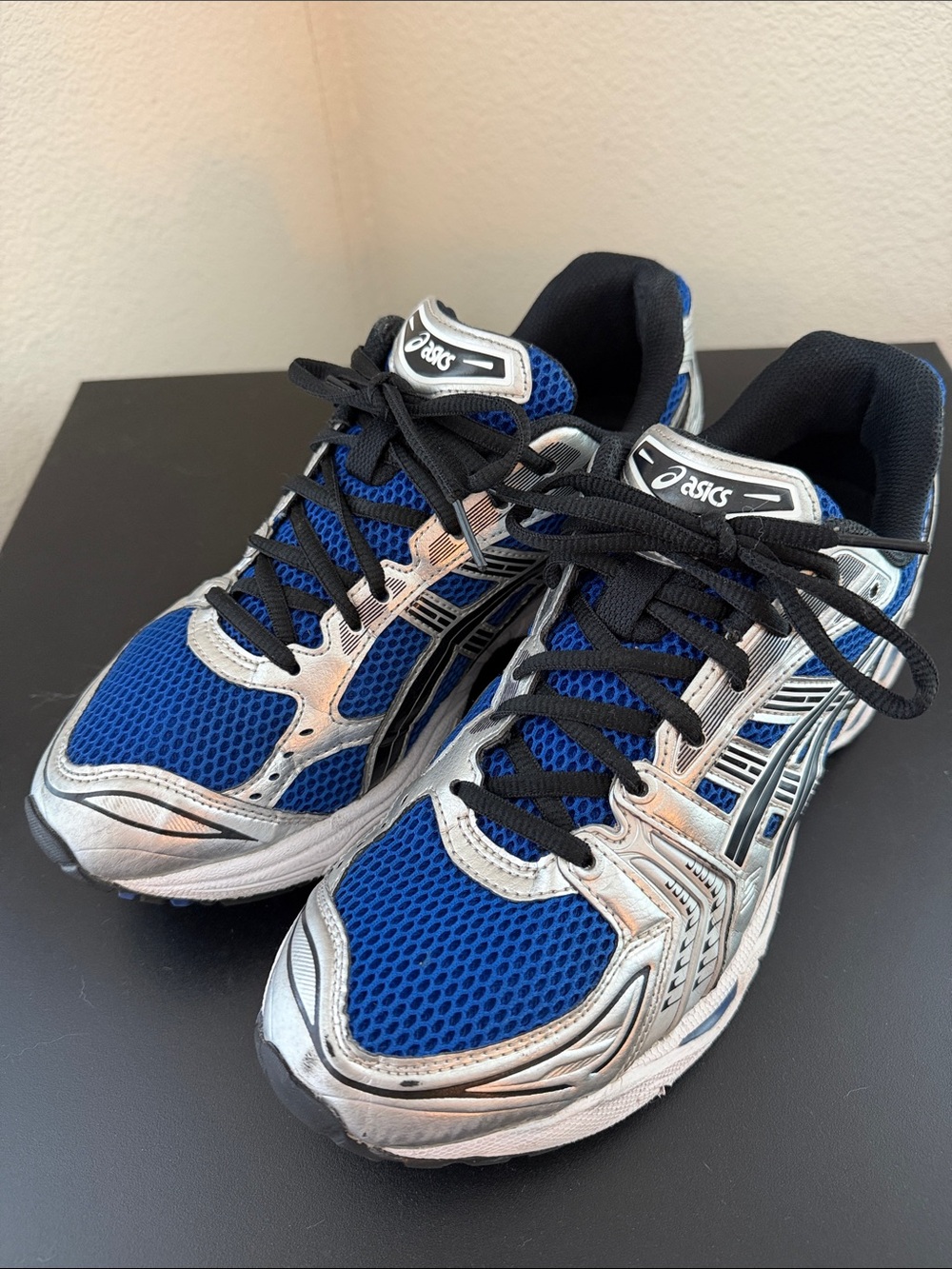 Asics Blue and Silver Athletic Running Sneakers Sz 9.5